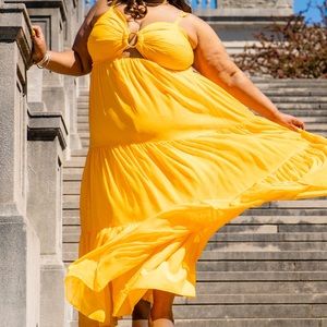 Gem O-Ring Cutout Maxi Dress